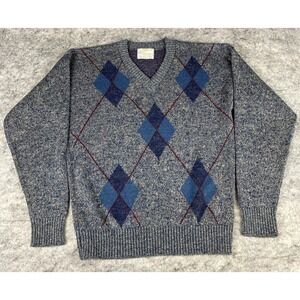 Vintage London Fog Men's Medium Wool Knit Sweater Dad Grandpa Cosby Pullover